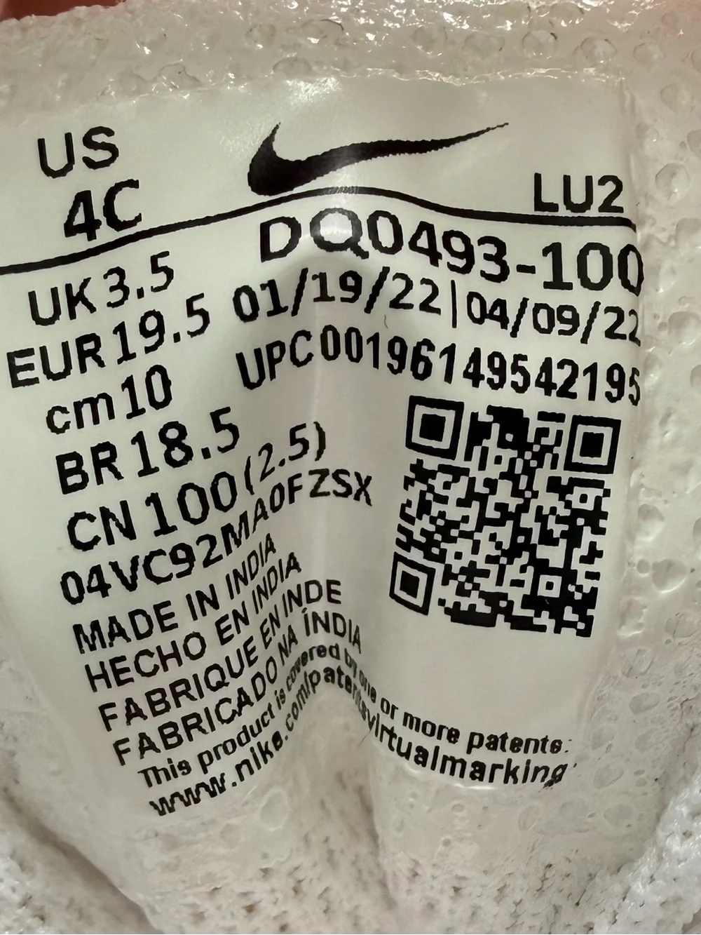 Nike Court Borough Low Recraft toddler sz 4C in the White/Pink Foam Colorway.